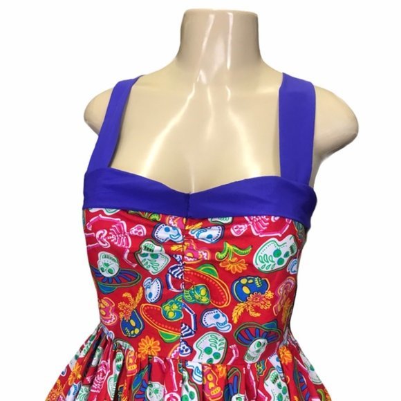 1950’s Style dia los muertos Skull Dress - Picture 7 of 8